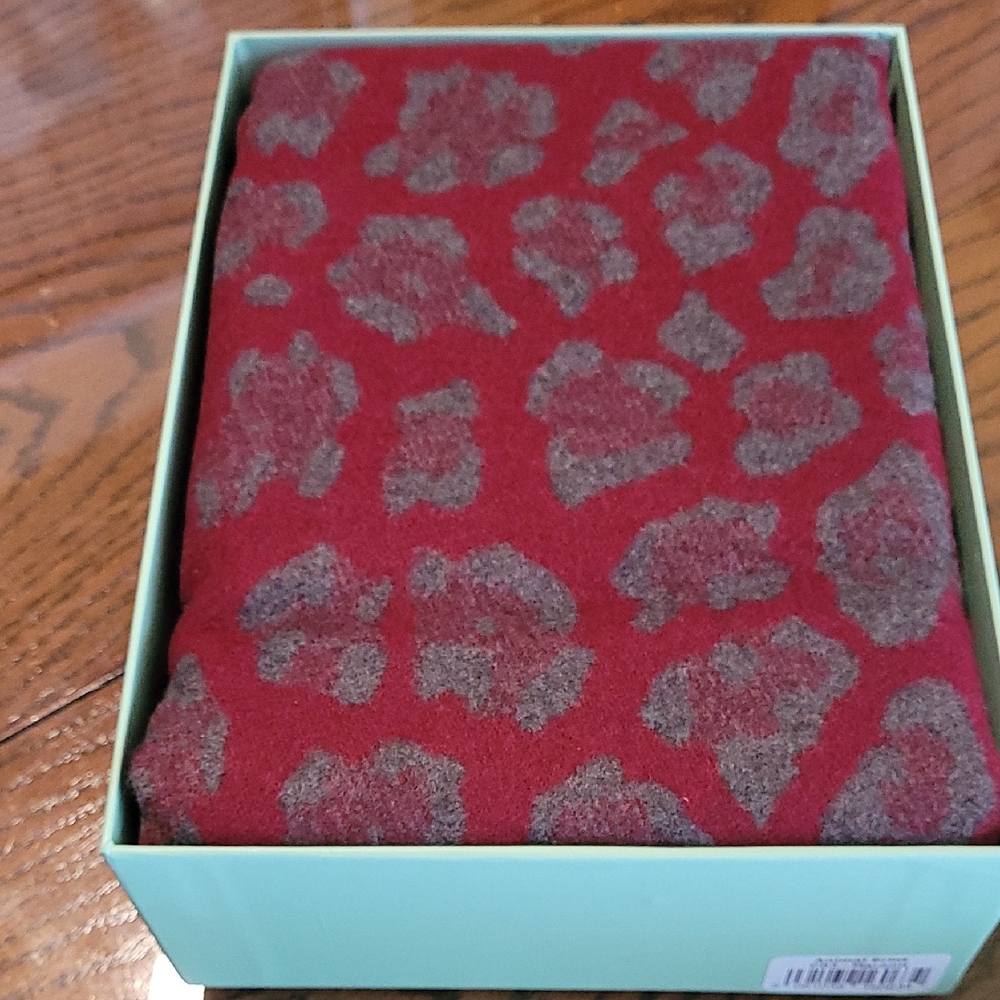 Red and Gray Leopard Print Scarf